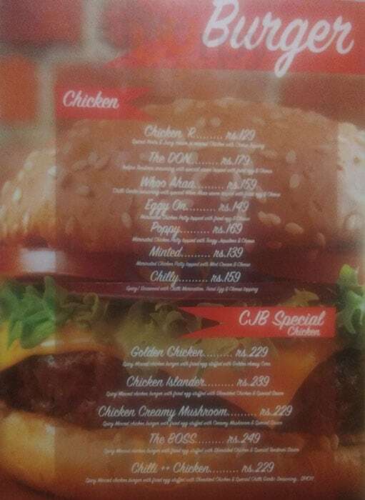 Cheesy Juicy Burgers Chennai (Madras) Menu - 1