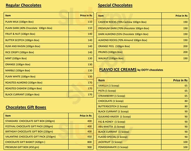 Ooty Chocolates Bengaluru Menu - 1