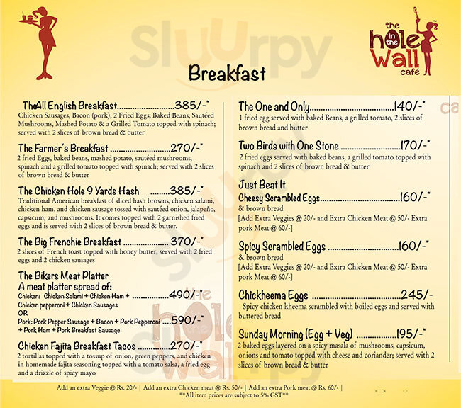 The Hole In The Wall Cafe Hyderabad Menu - 1
