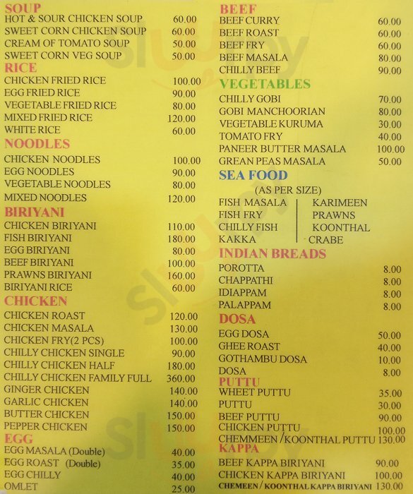 Rappai's Thattinpuram Restaurant Kochi (Cochin) Menu - 1