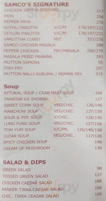 Samco Chennai (Madras) Menu - 1