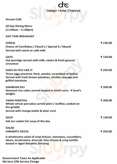 Annam Cafe Chennai (Madras) Menu - 1