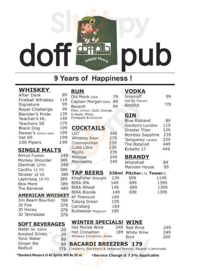 Doff Pub And Lounge Bengaluru Menu - 1