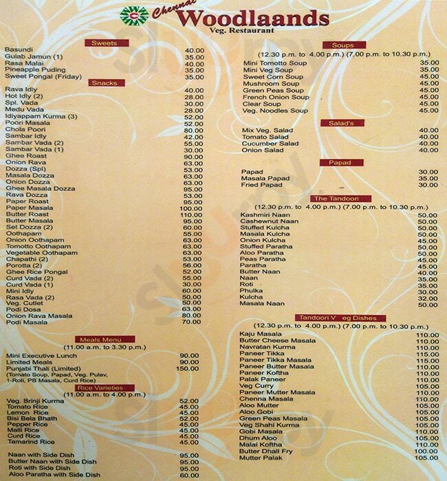 Chennai Woodlands Chennai (Madras) Menu - 1