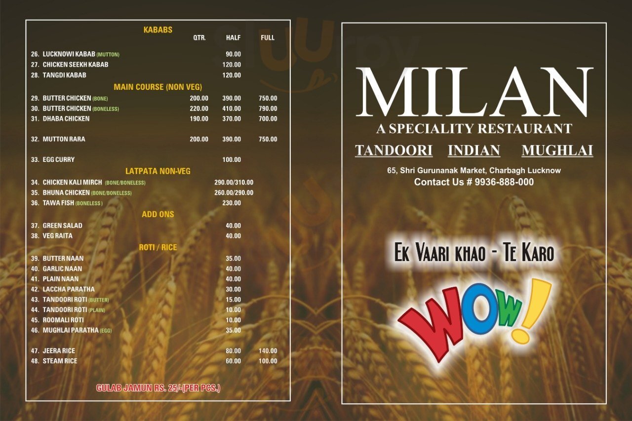 Milan -a Speciality Restaurant Lucknow Menu - 1
