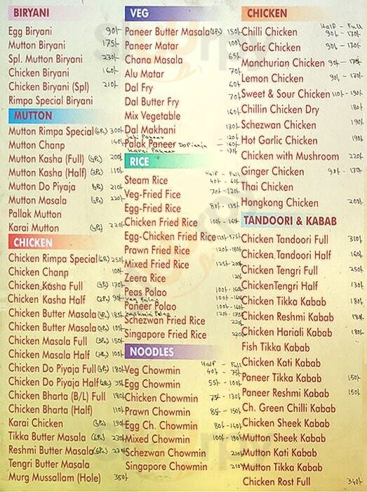 Rimpa Resturant Kolkata (Calcutta) Menu - 1