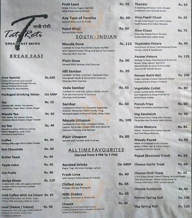 Taatee Roti Restaurant Jaipur Menu - 1