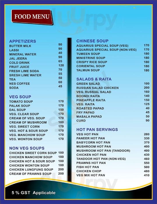 Aquarius Resort Pune Menu - 1
