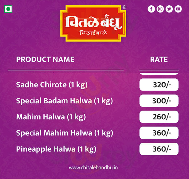 Chitale Bandhu Mithaiwale Pune Menu - 1