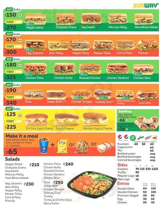 menu - Picture of Subway, Hyderabad - Tripadvisor