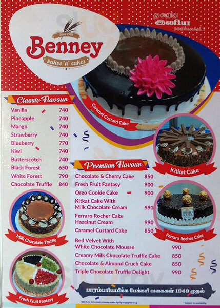 Benny Bakes & Cakes Chennai (Madras) Menu - 1