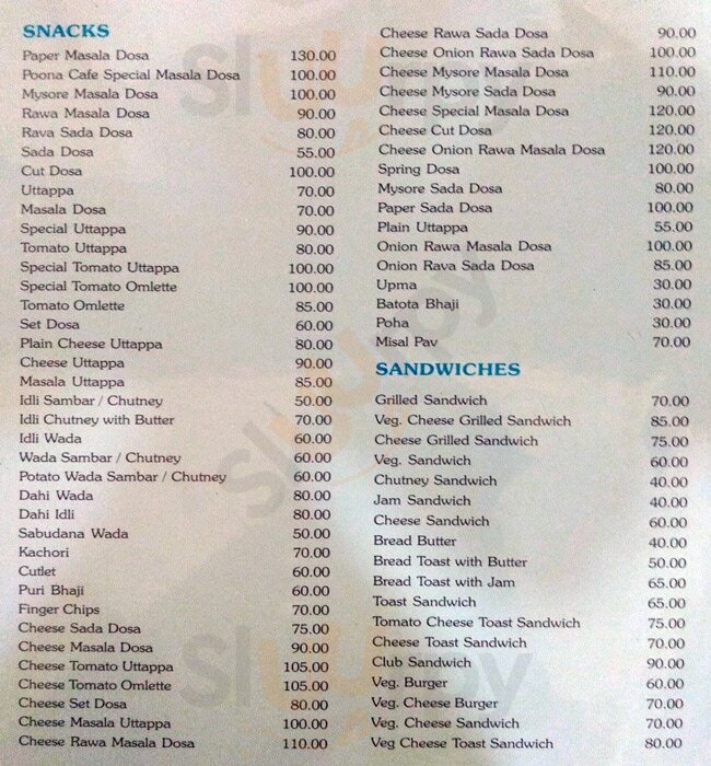 Poona Cafe Pune Menu - 1