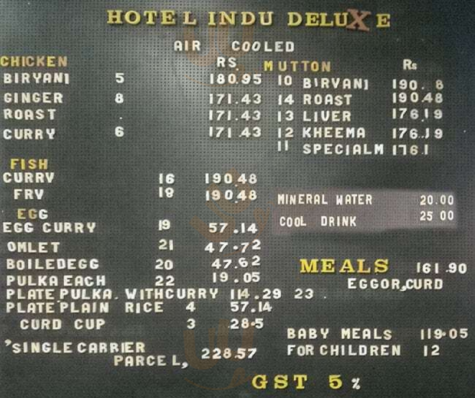 Hotel Indu Deluxe Hyderabad Menu - 1