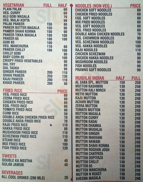 Al Saba Restaurant Hyderabad Menu - 1