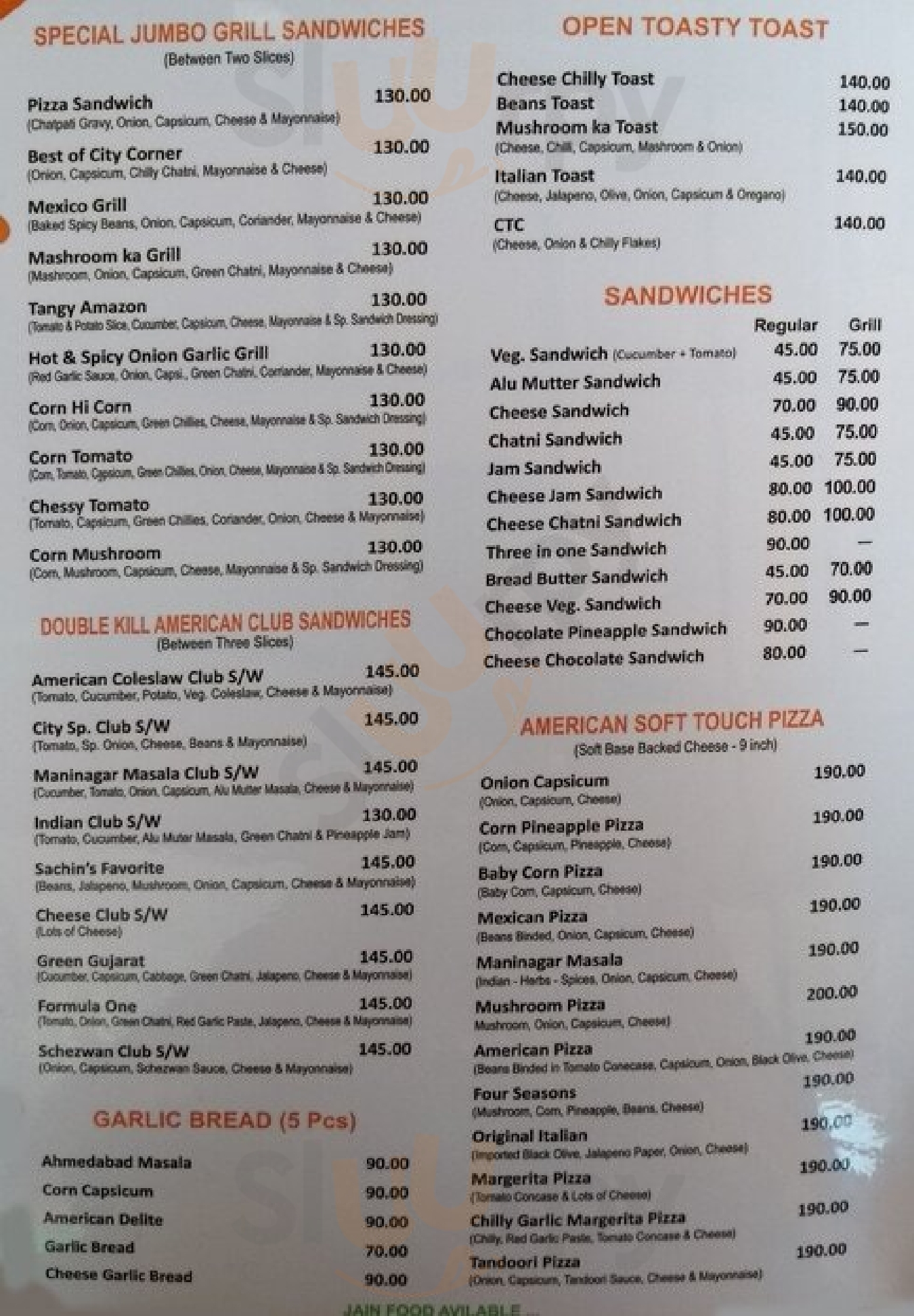 City Corner Ahmedabad Menu - 1