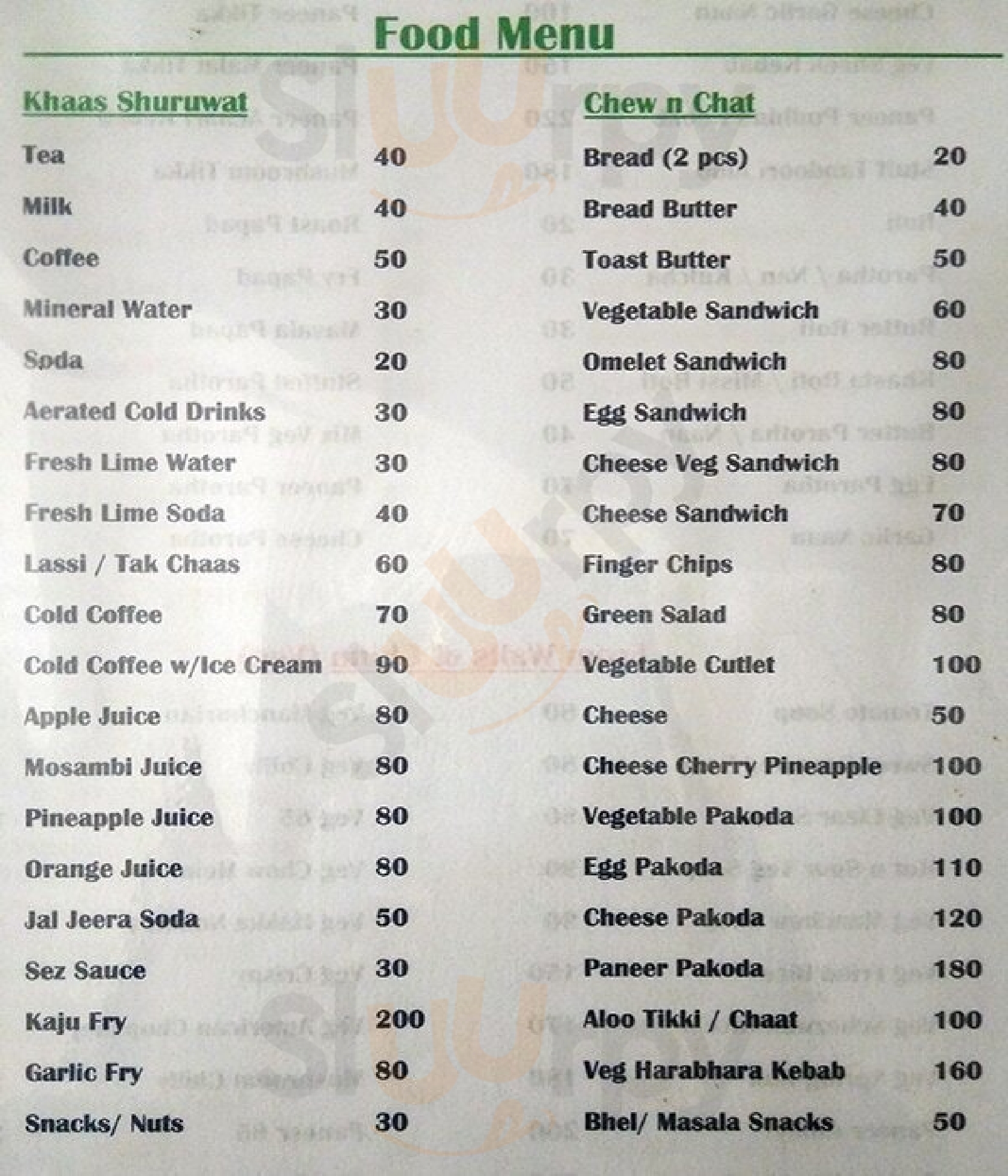 Sagar Restaurant Pune Menu - 1