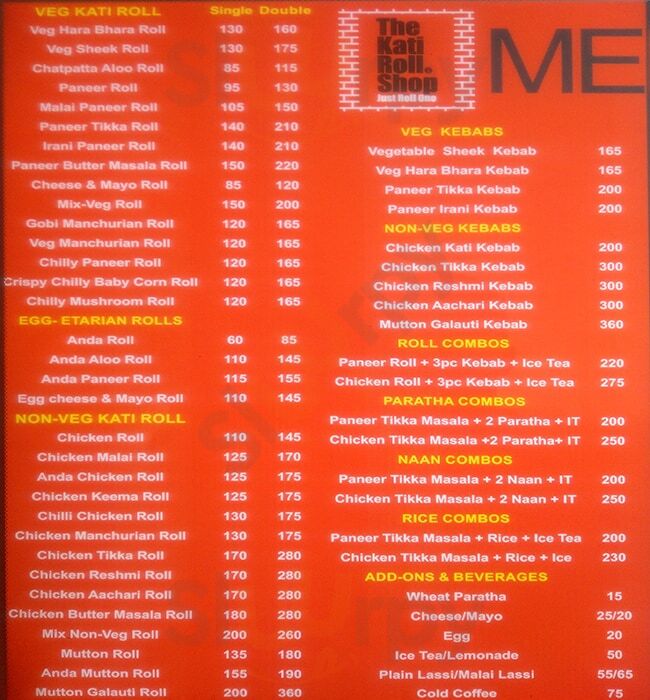 The Kati Roll Shop Chennai (Madras) Menu - 1