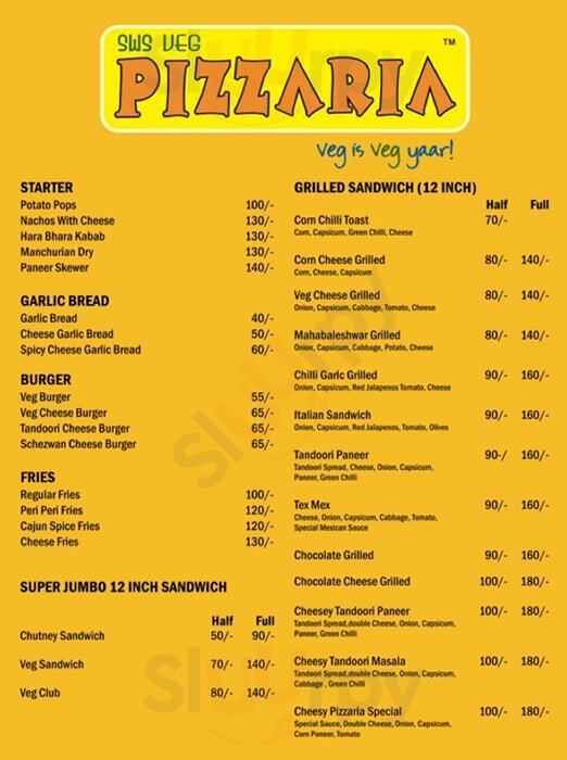 Sws Veg Pizzaria Pune Menu - 1