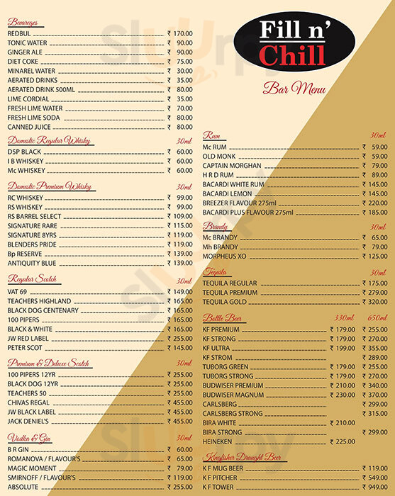 Fill N Chill Resto Bar & Pub Bengaluru Menu - 1