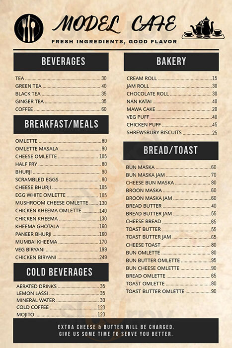 Model Cafe Pune Menu - 1