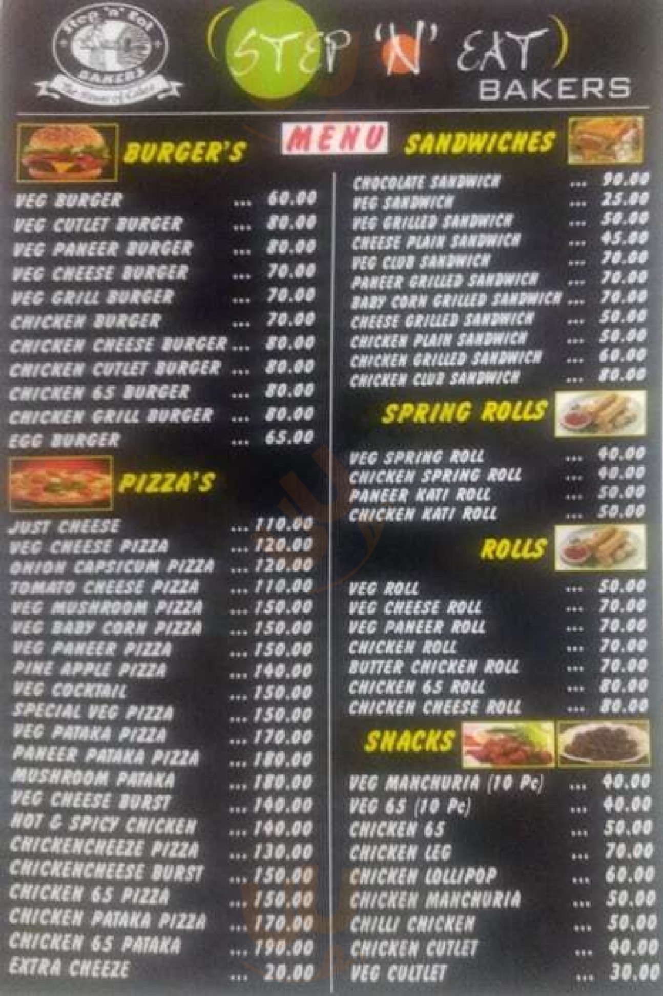 Step In Baker's & Restaurant menù, Hyderabad Main Menu Sluurpy