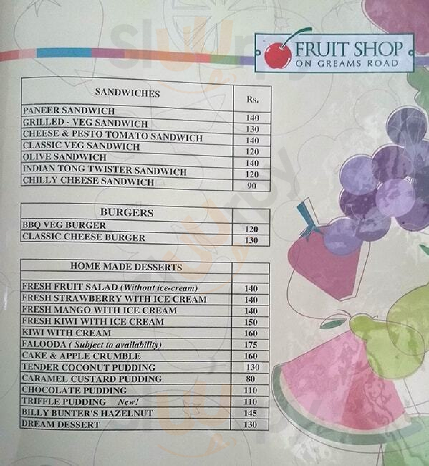 Fruit Shop On Greams Road Chennai (Madras) Menu - 1