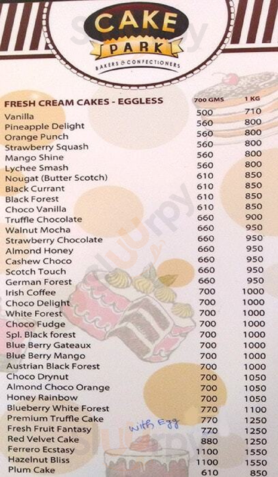 Cake Park Chennai (Madras) Menu - 1