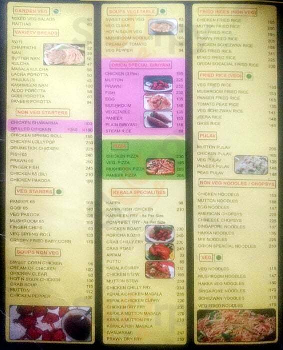 Orion Restaurant Chennai (Madras) Menu - 1