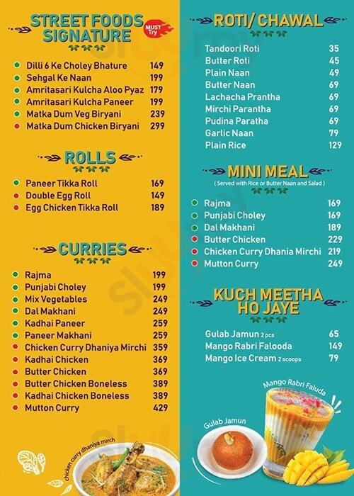 Street Foods By Punjab Grill Bengaluru Menu - 1