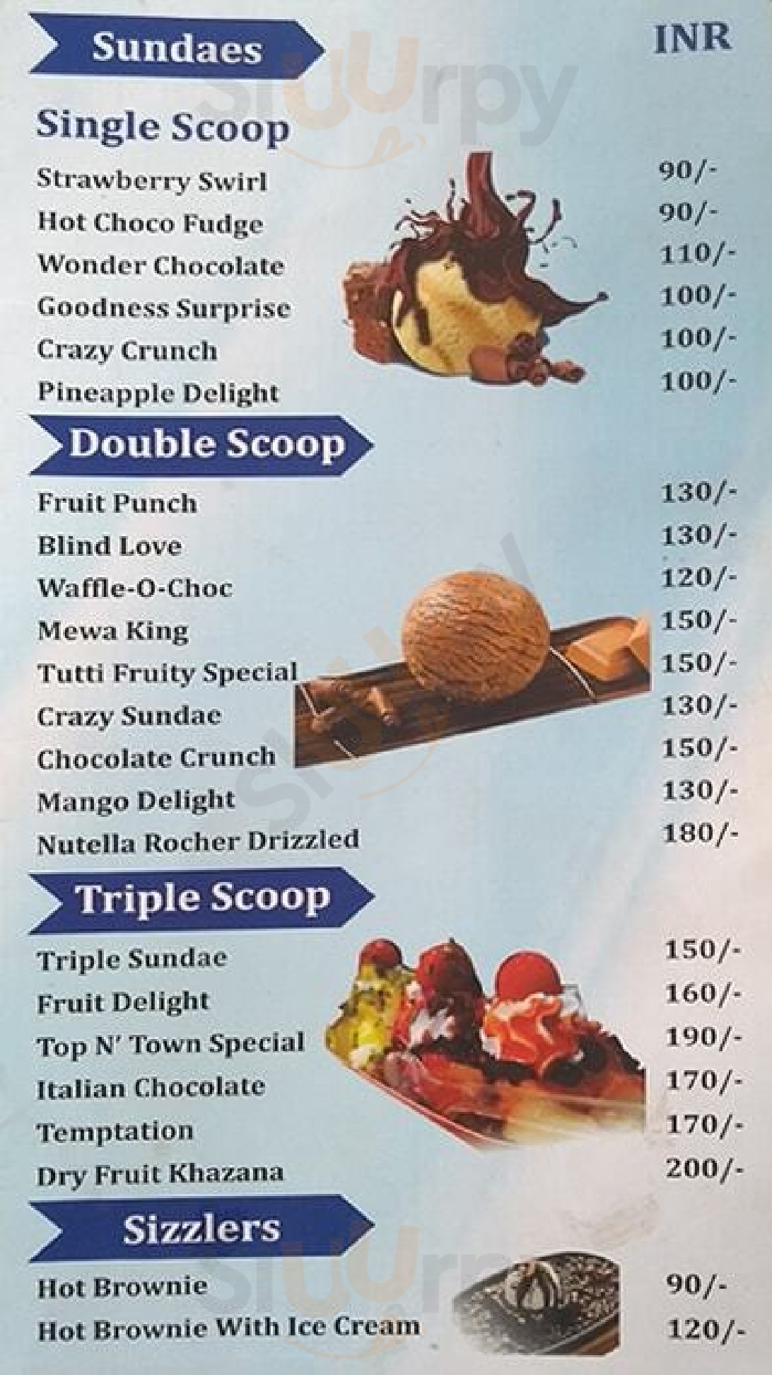 Mithas Top 'n' Town Ice Cream Parlour Jaipur Menu - 1