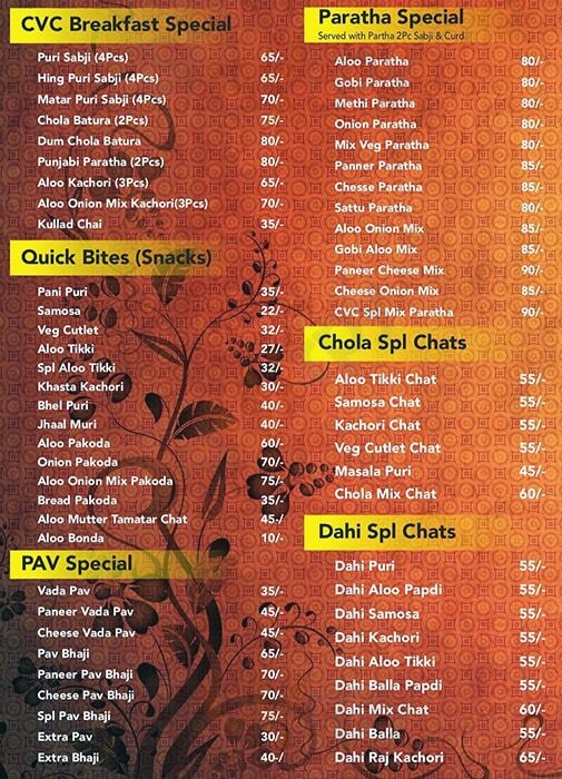 Calcutta Victoria Chat House Bengaluru Menu - 1