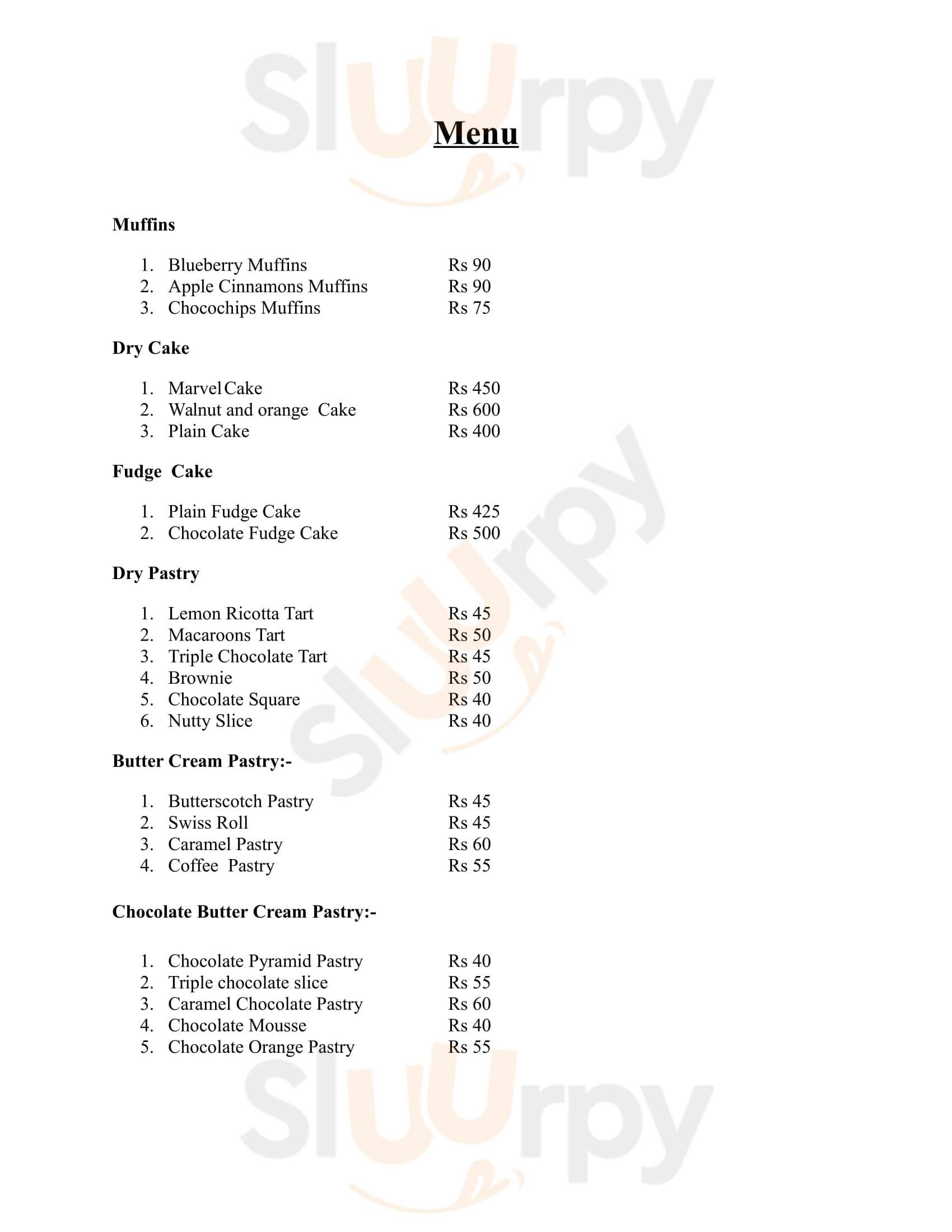 Cake And Bake Kolkata (Calcutta) Menu - 1