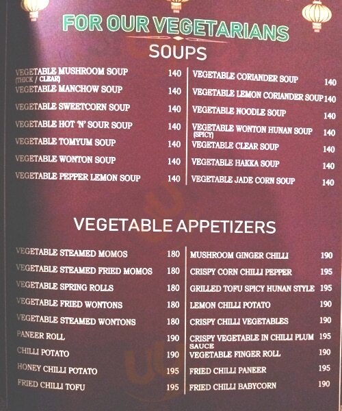 Zhangs Chinese Restaurant Bengaluru Menu - 1