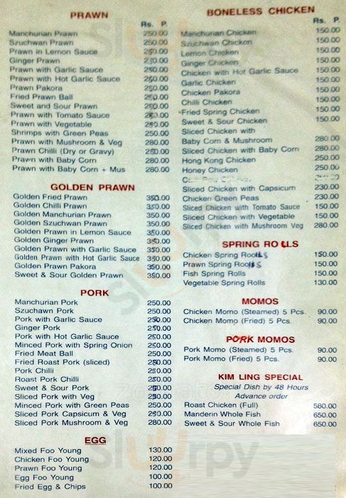 Kim Ling Mini Chinese Kolkata (Calcutta) Menu - 1