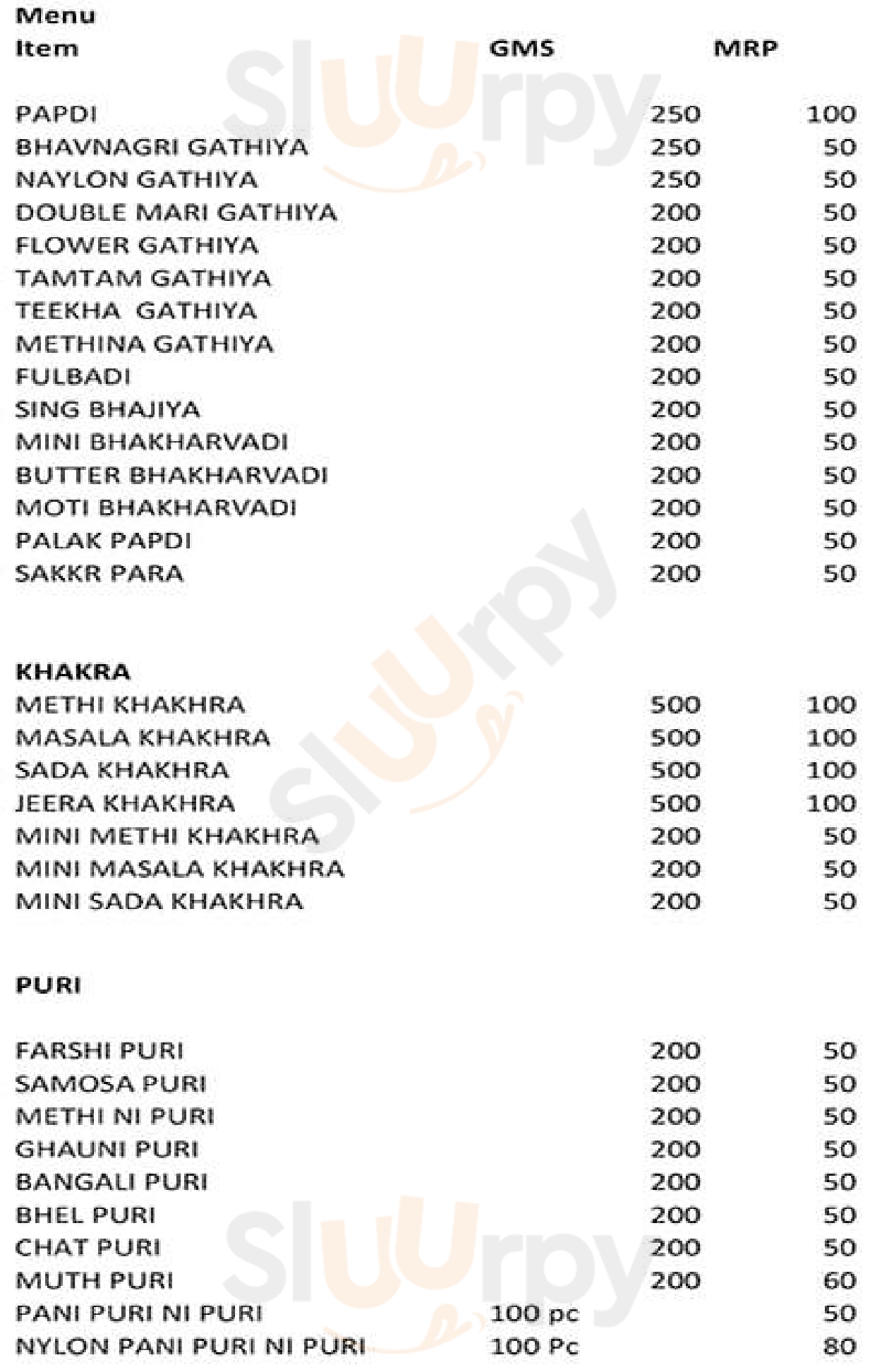 Saurashtra Chawana & Sweets Ahmedabad Menu - 1