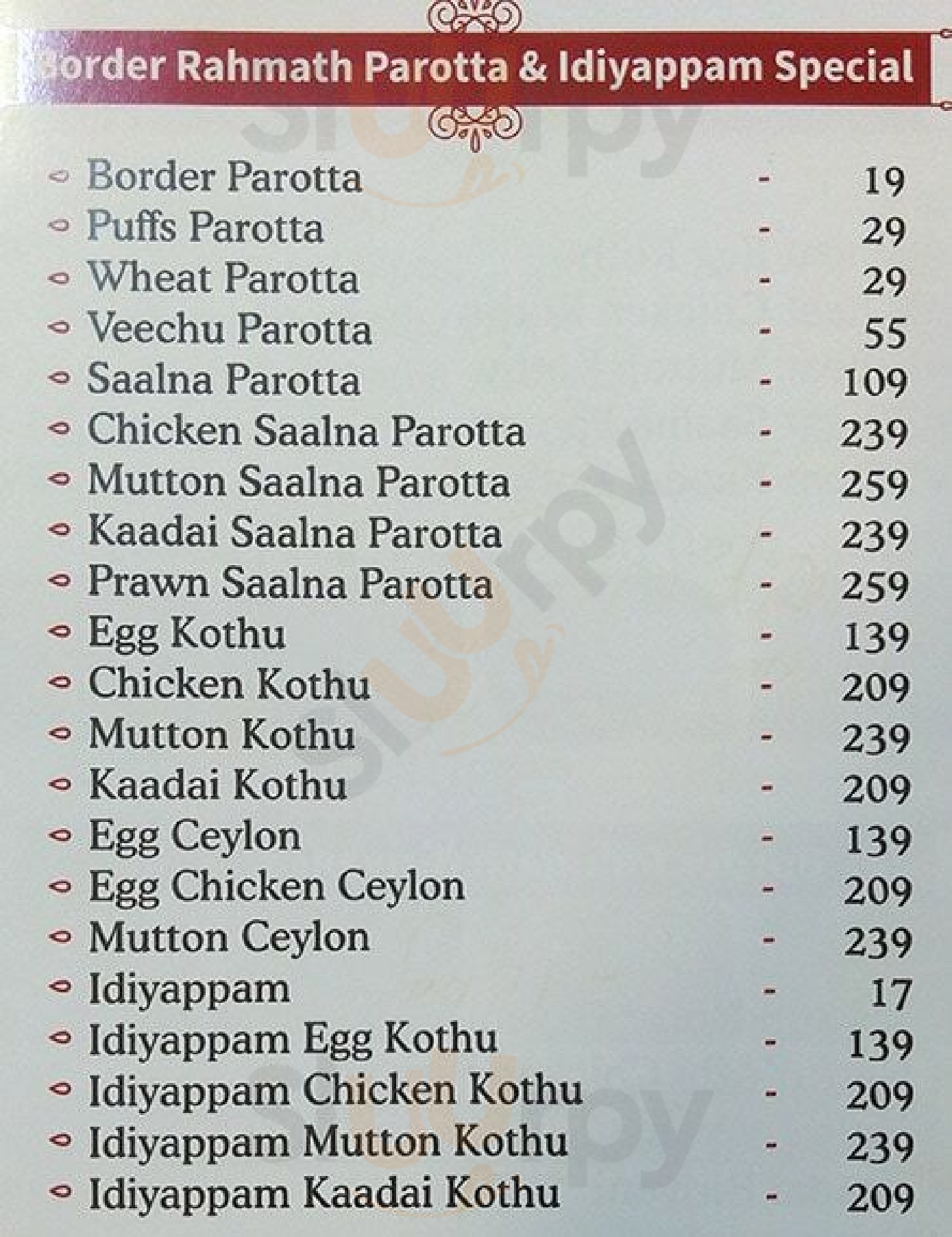 Courtallam Border Rahmath Kadai Chennai (Madras) Menu - 1