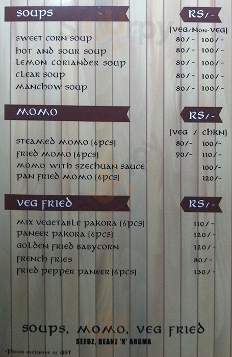 Seedz Beanz N Aroma Kolkata (Calcutta) Menu - 1