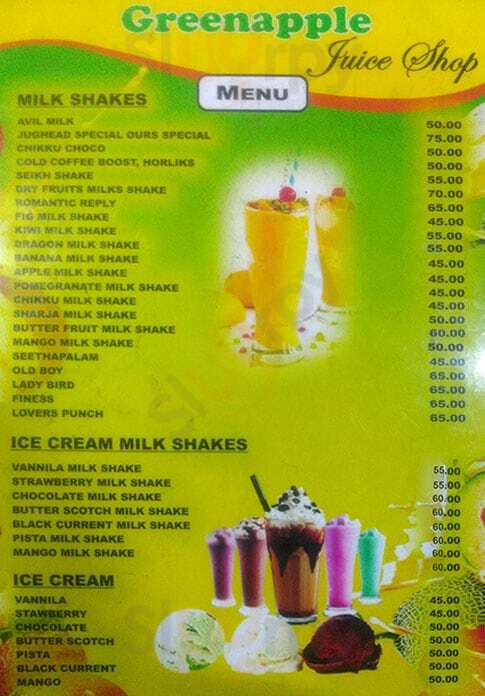 Greenapple Juice Shop Chennai (Madras) Menu - 1