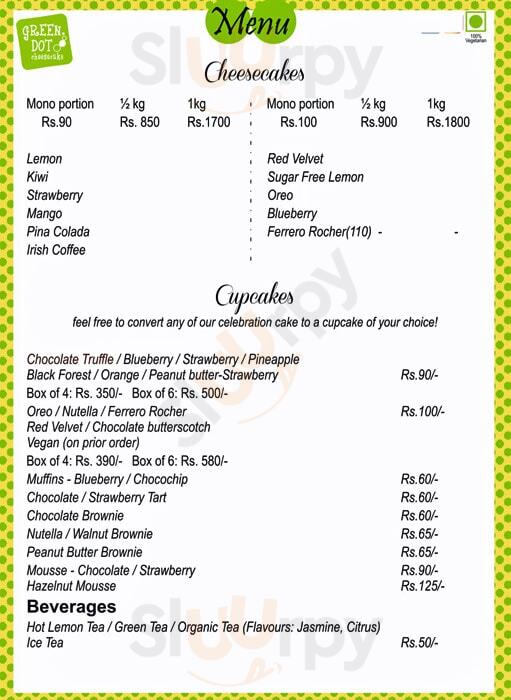 Green Dot Cheesecake Chennai (Madras) Menu - 1