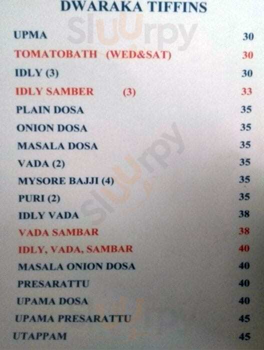 Dwaraka Tiffins Hyderabad Menu - 1