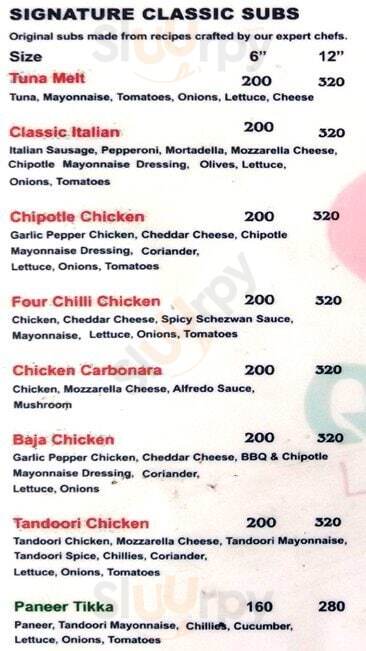 Quiznos Chennai (Madras) Menu - 1