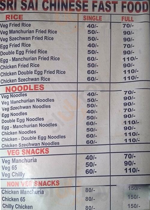 Sri Sai Chines Fast Food Hyderabad Menu - 1