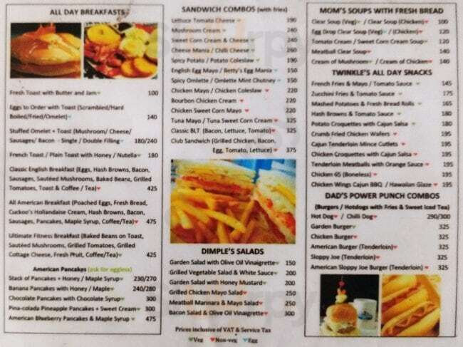 Cuckoo Club Diner Chennai (Madras) Menu - 1