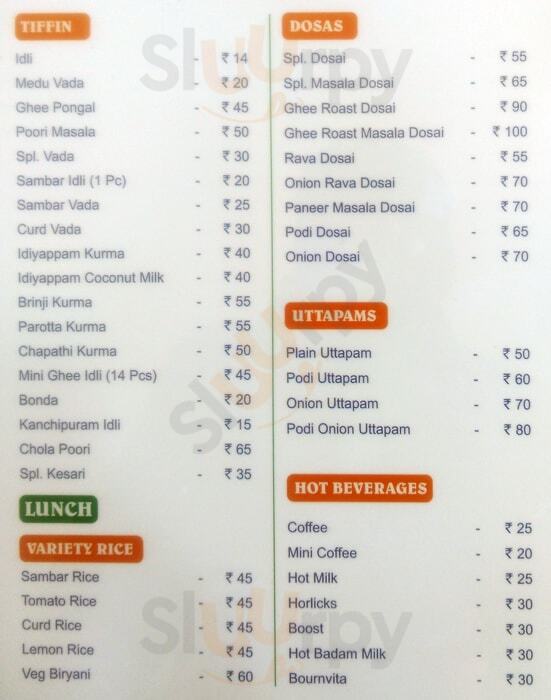 Hotel Parijatha Restaurant Chennai (Madras) Menu - 1