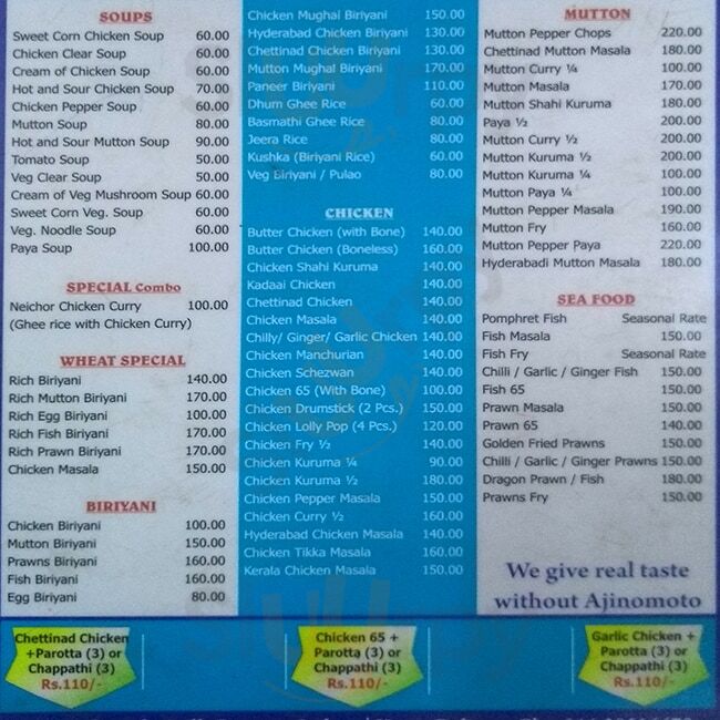 Wheat Hotel Restaurant Chennai (Madras) Menu - 1