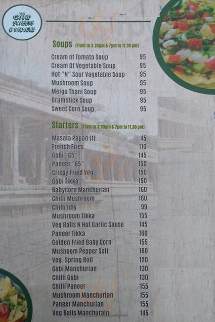 Grand Sweets And Snacks Restaurant Chennai (Madras) Menu - 1