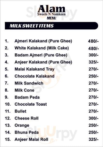 Alam Sweets & Namkeen Hyderabad Menu - 1