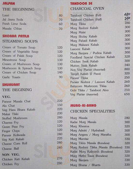 Foodland Restaurant And Bar Pune Menu - 1