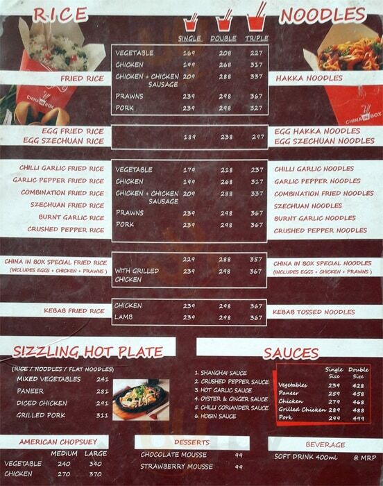 China In Box Pune Menu - 1