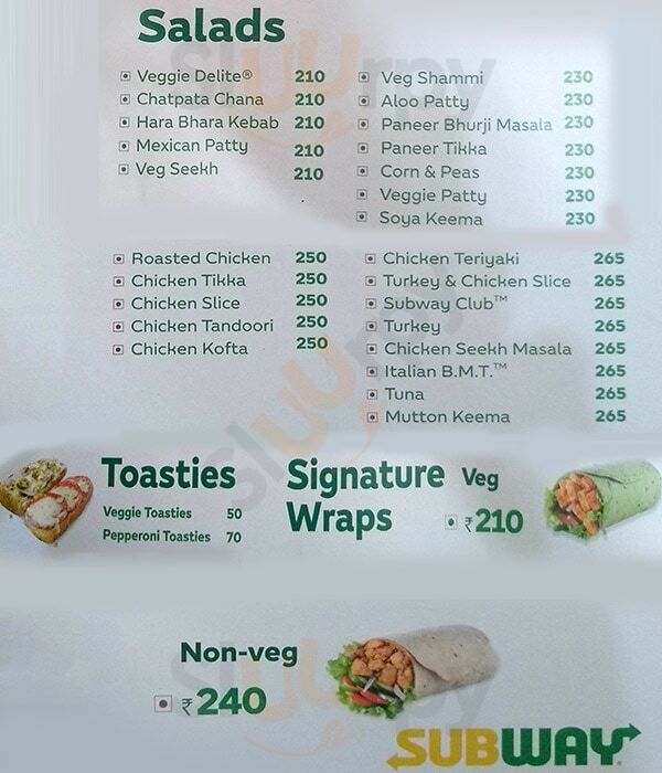 Subway Chennai (Madras) Menu - 1